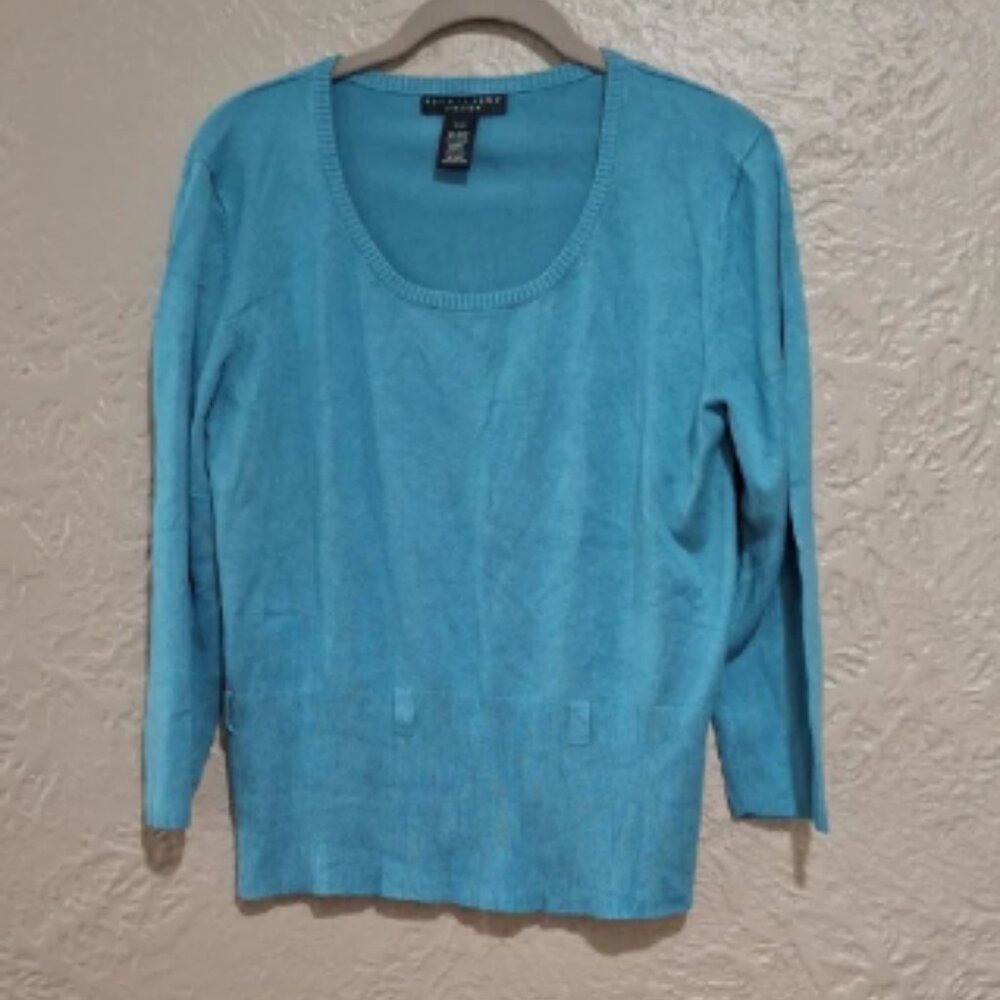 Apostrophe Teal Stretch Top Tees Long Slevee Size XL